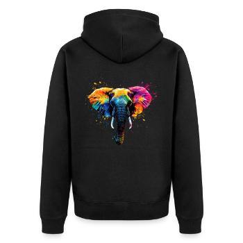 Colorful Artistic Elephant Big Five Wild Animals - Unisex Premium Organic Zip Hoodie - black - Back - Nico (187cm)