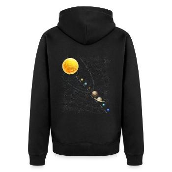 Planeten Wissenschaft Physik Universum Sonne - Unisex Premium Bio Zip Hoodie - Schwarz - Hinten - Nico (187cm)