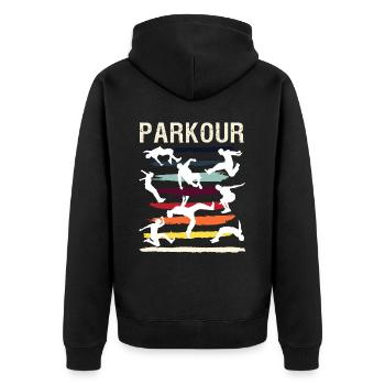 Parkour, Freerunning, Street Workout, Acrobatique - Veste à capuche bio Premium Unisexe - noir - Dos - Nico (187cm)