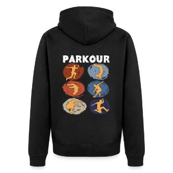 Parkour, Freerunning, Street Workout, Acrobatique - Veste à capuche bio Premium Unisexe - noir - Dos - Nico (187cm)