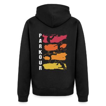 Parkour, Freerunning, Street Workout, Acrobatique - Veste à capuche bio Premium Unisexe - noir - Dos - Nico (187cm)