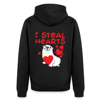 Loutre Saint-Valentin je vole - Veste à capuche bio Premium Unisexe - noir - Dos - Nico (187cm)