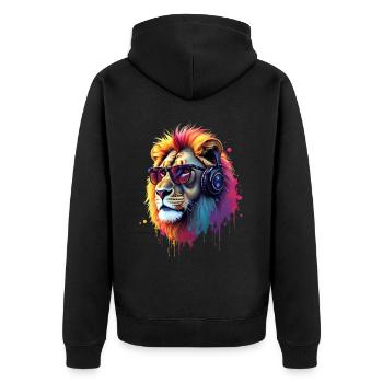 Lion Lover Wildlife Safari Art Lion Colorful - Unisex Premium Organic Zip Hoodie - black - Back - Nico (187cm)