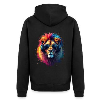 Lion Lover Wildlife Safari Art Lion Colorful - Unisex Premium Organic Zip Hoodie - black - Back - Nico (187cm)