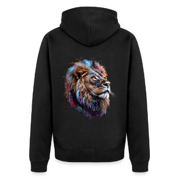 Lion Lover Wildlife Safari Art Lion Colorful - Unisex Premium Organic Zip Hoodie - black - Back - Nico (187cm)