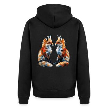 Funny Fox Fox Art Animal Nature Wildlife Animals - Unisex Premium Organic Zip Hoodie - black - Back - Nico (187cm)