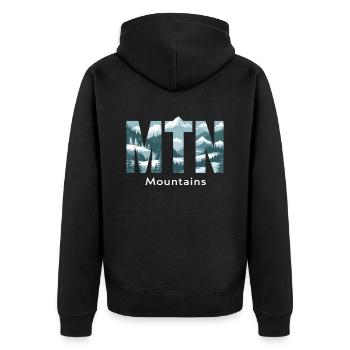 Mountains MTN – Natur & Berglandschaft Outdoor - Unisex Premium Bio Zip Hoodie - Schwarz - Hinten - Nico (187cm)