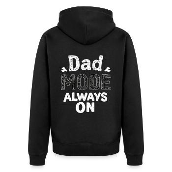 Dad Mode Always On Lustiger Papa Spruch Väter - Unisex Premium Bio Zip Hoodie - Schwarz - Hinten - Nico (187cm)