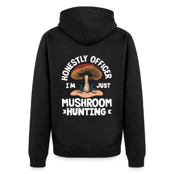 Mushroom Picker Honest Officer Search - Unisex Premium Organic Zip Hoodie - black - Back - Nico (187cm)