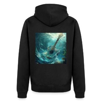 Gitarre - Unisex Premium Bio Zip Hoodie - Schwarz - Hinten - Nico (187cm)