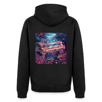 Klavier - Unisex Premium Bio Zip Hoodie - Schwarz - Hinten - Nico (187cm)
