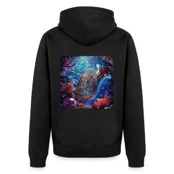 Tuba - Unisex Premium Bio Zip Hoodie - Schwarz - Hinten - Nico (187cm)