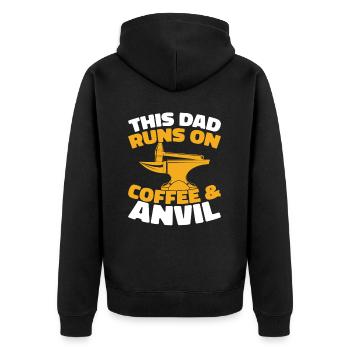 Blacksmith Metalworker Coffee Father Dad - Unisex Premium Organic Zip Hoodie - black - Back - Nico (187cm)