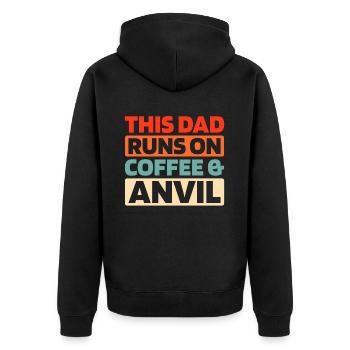 Blacksmith Metalworker Coffee Father Dad - Unisex Premium Organic Zip Hoodie - black - Back - Nico (187cm)