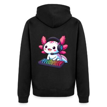 Gamesolotl Axolotl PC Gaming Gamer Video Player - Unisex Premium Organic Zip Hoodie - black - Back - Nico (187cm)