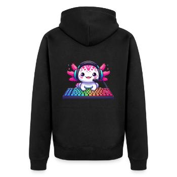 Gamesolotl Axolotl PC Gaming Gamer Video Player - Unisex Premium Organic Zip Hoodie - black - Back - Nico (187cm)