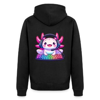 Gamesolotl Axolotl PC Gaming Gamer Video Player - Unisex Premium Organic Zip Hoodie - black - Back - Nico (187cm)