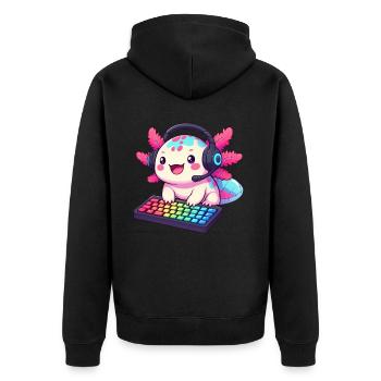Gamesolotl Axolotl PC Gaming Gamer Video Player - Unisex Premium Organic Zip Hoodie - black - Back - Nico (187cm)