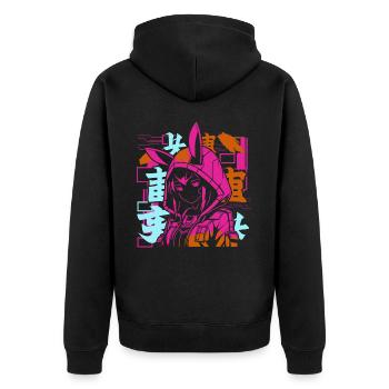 Anime Fille Japonais Coloré Cyberpunk - Veste à capuche bio Premium Unisexe - noir - Dos - Nico (187cm)
