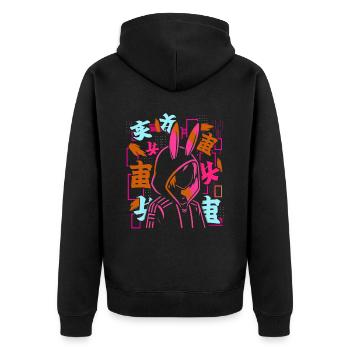 Anime Fille Japonais Coloré Cyberpunk - Veste à capuche bio Premium Unisexe - noir - Dos - Nico (187cm)