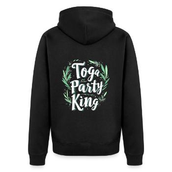 Lustiges Toga party outfit - Unisex Premium Bio Zip Hoodie - Schwarz - Hinten - Nico (187cm)