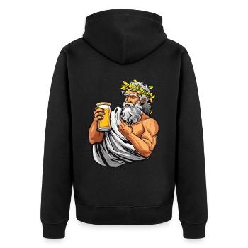 Lustiges Toga party outfit - Unisex Premium Bio Zip Hoodie - Schwarz - Hinten - Nico (187cm)