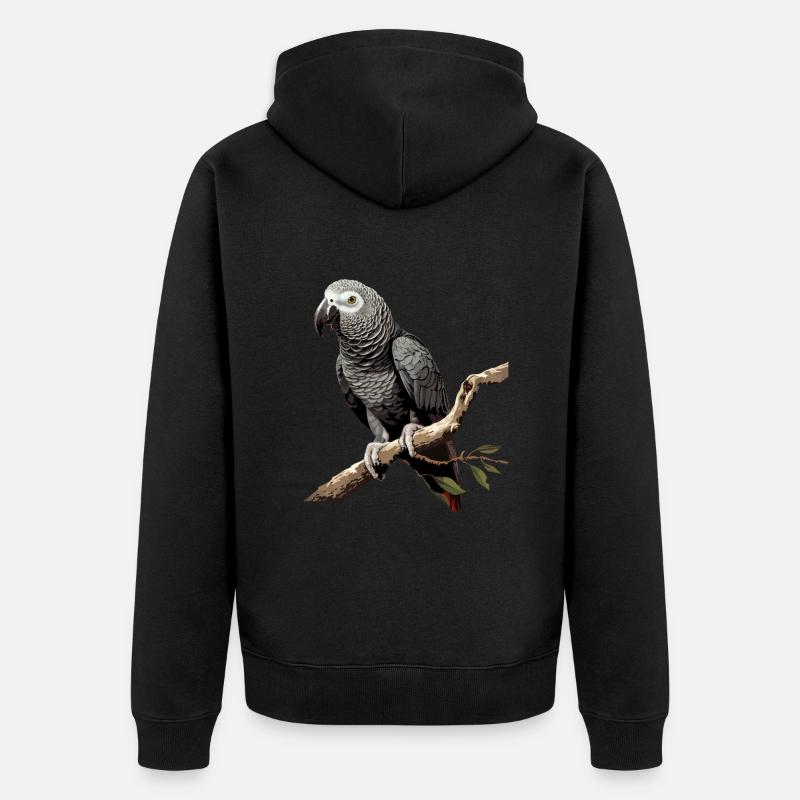 african grey parrot - Unisex Premium Bio Zip Hoodie - Schwarz