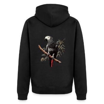 african grey parrot - Unisex Premium Bio Zip Hoodie - Schwarz - Hinten - Nico (187cm)