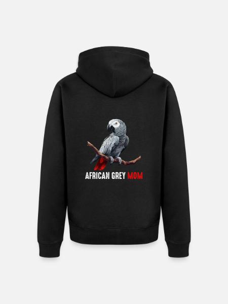 african grey parrot - Unisex Premium Bio Zip Hoodie - Schwarz