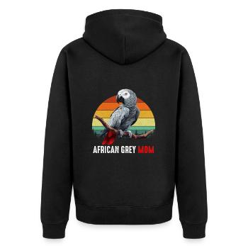african grey parrot - Unisex Premium Bio Zip Hoodie - Schwarz - Hinten - Nico (187cm)