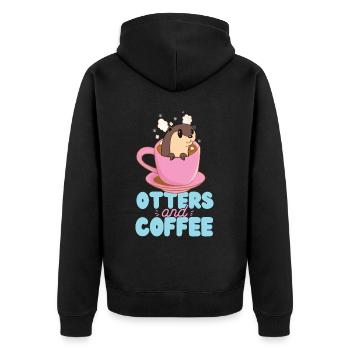 Otter Coffee Otters And Coffee - Unisex Premium Organic Zip Hoodie - black - Back - Nico (187cm)