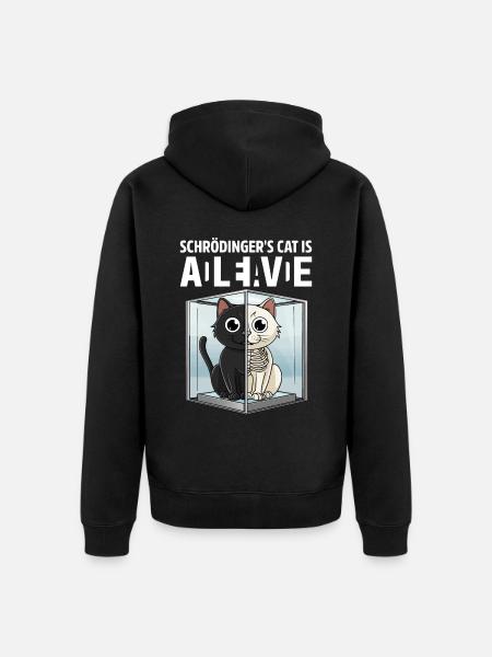 Schrödinger's Cat Dead And Alive - Unisex Premium Organic Zip Hoodie - black