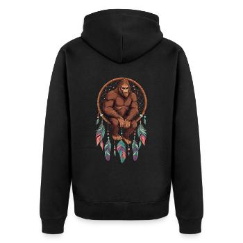 Dreamcatcher Bigfoot - Unisex Premium Organic Zip Hoodie - black - Back - Nico (187cm)