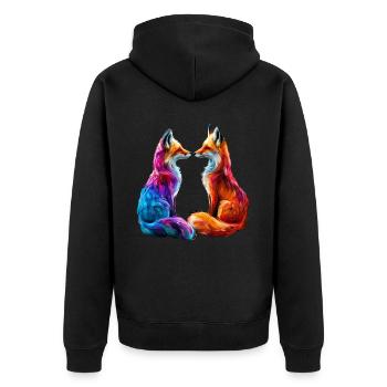 Funny Fox Fox Art Animal Nature Wildlife Animals - Unisex Premium Organic Zip Hoodie - black - Back - Nico (187cm)