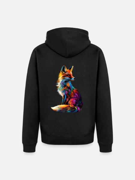 Lustiges Fuchs Fox Kunst Tier Natur Wildtier Tiere - Unisex Premium Bio Zip Hoodie - Schwarz