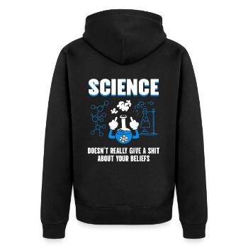 Étudiant en humour scientifique, Physique, Chimie - Veste à capuche bio Premium Unisexe - noir - Dos - Nico (187cm)