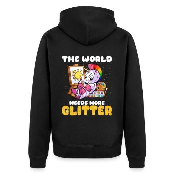 Licorne colorée, animaux drôles et fans de fantasy - Veste à capuche bio Premium Unisexe - noir - Dos - Nico (187cm)
