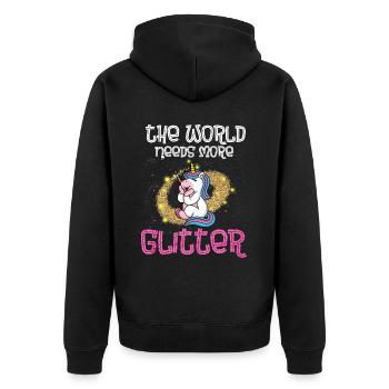 Licorne colorée, animaux drôles et fans de fantasy - Veste à capuche bio Premium Unisexe - noir - Dos - Nico (187cm)