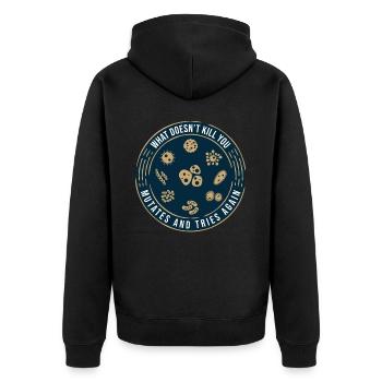 lustiger Spruch. Viren Wisschenschaft Forschung - Unisex Premium Bio Zip Hoodie - Schwarz - Hinten - Nico (187cm)