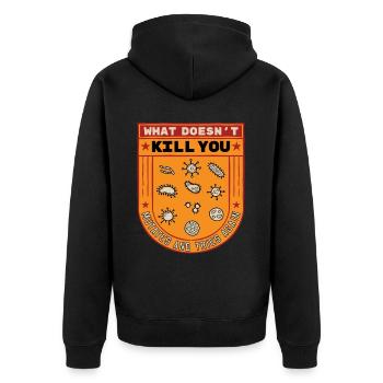 lustiger Spruch. Viren Wisschenschaft Forschung - Unisex Premium Bio Zip Hoodie - Schwarz - Hinten - Nico (187cm)
