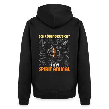 Schrödingers Katze: Lustiges Wissenschafts - Unisex Premium Bio Zip Hoodie - Schwarz - Hinten - Nico (187cm)