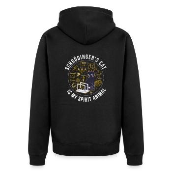 Physik Quanten Nerd Dead + Alive Schrödingers - Unisex Premium Bio Zip Hoodie - Schwarz - Hinten - Nico (187cm)
