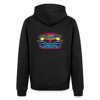 Born in the 90's Cassette Retro Look 90s Fans - Unisex Premium Organic Zip Hoodie - black - Back - Nico (187cm)
