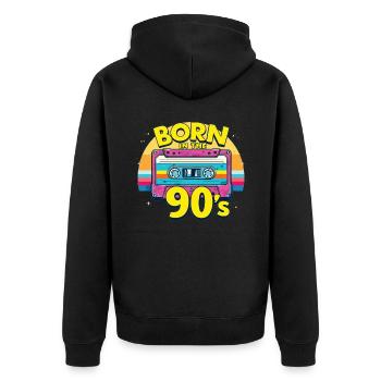 Born in the 90's Cassette Retro Look 90s Fans - Unisex Premium Organic Zip Hoodie - black - Back - Nico (187cm)