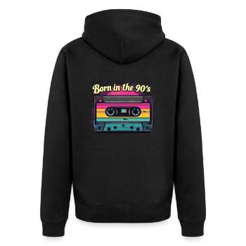 Born in the 90's Cassette Retro Look 90s Fans - Unisex Premium Organic Zip Hoodie - black - Back - Nico (187cm)
