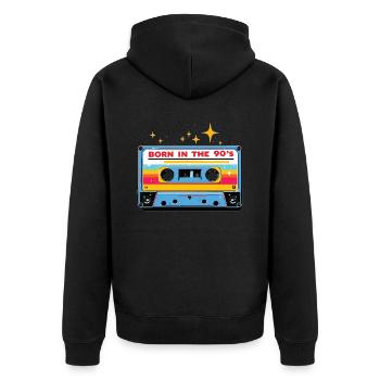 Born in the 90's Cassette Retro Look 90s Fans - Unisex Premium Organic Zip Hoodie - black - Back - Nico (187cm)