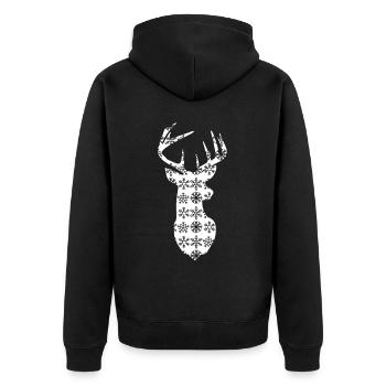 Weihnachtshirsch – Weißwedelbock - Unisex Premium Bio Zip Hoodie - Schwarz - Hinten - Nico (187cm)
