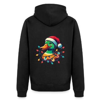 Drôle de canard avec lumière de Noël - Veste à capuche bio Premium Unisexe - noir - Dos - Nico (187cm)