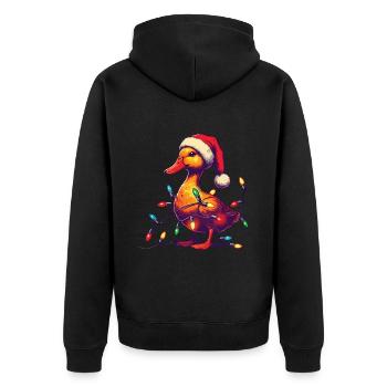 Canard drôle de Noël avec des guirlandes lumineuses - Veste à capuche bio Premium Unisexe - noir - Dos - Nico (187cm)