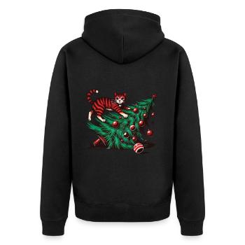Drôle de chat Noël rétro vintage - Veste à capuche bio Premium Unisexe - noir - Dos - Nico (187cm)